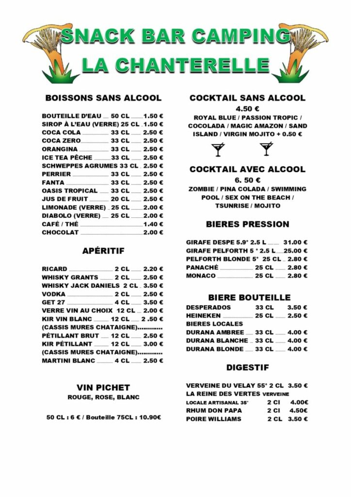 Carte bar 2025